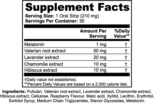 Rapid Dissolve NightBliss Sleep Strip for Deep Rest and Relaxation Raspberry Flavor