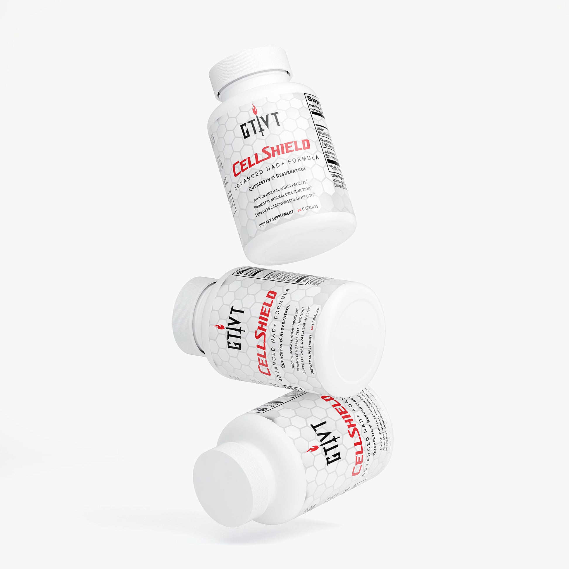 Boost cellular repair with CellShield NAD+. 500mg of NAD+ with Resveratrol & Quercetin for energy, metabolic health, and resilience