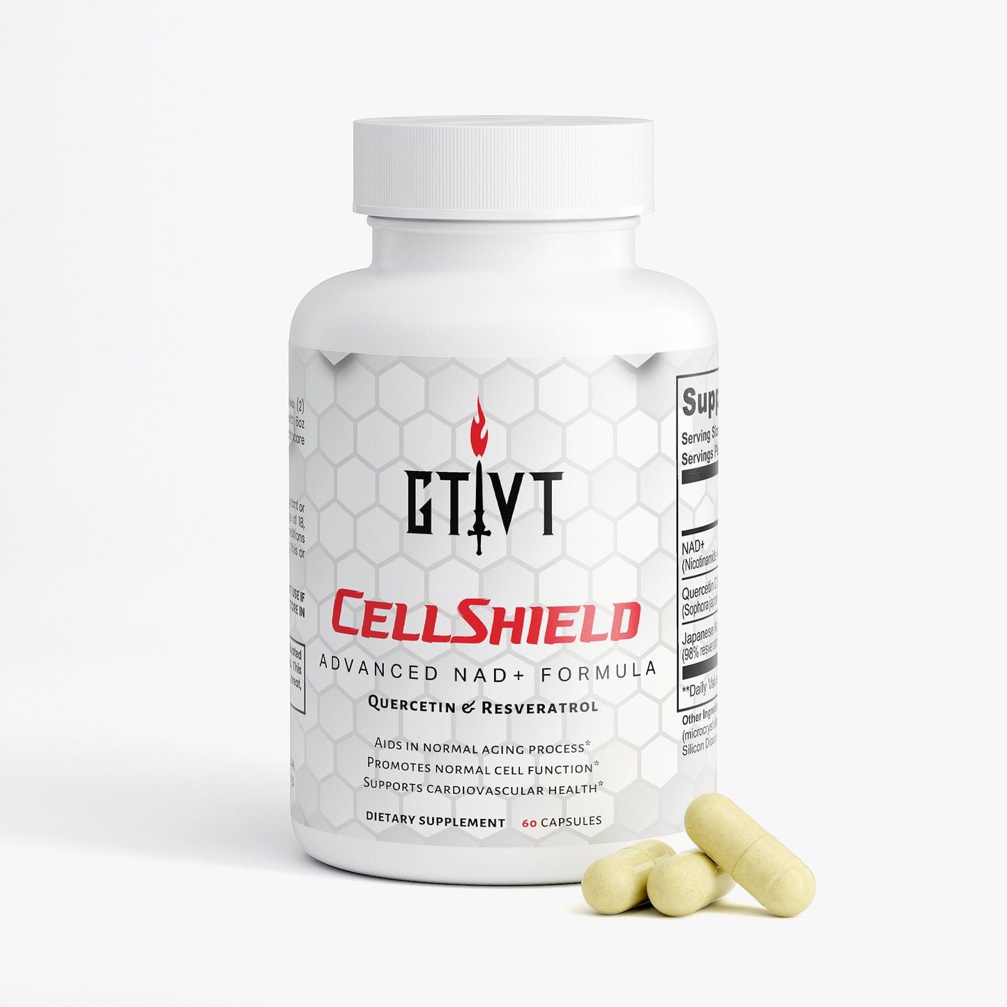 Boost cellular repair with CellShield NAD+. 500mg of NAD+ with Resveratrol & Quercetin for energy, metabolic health, and resilience.