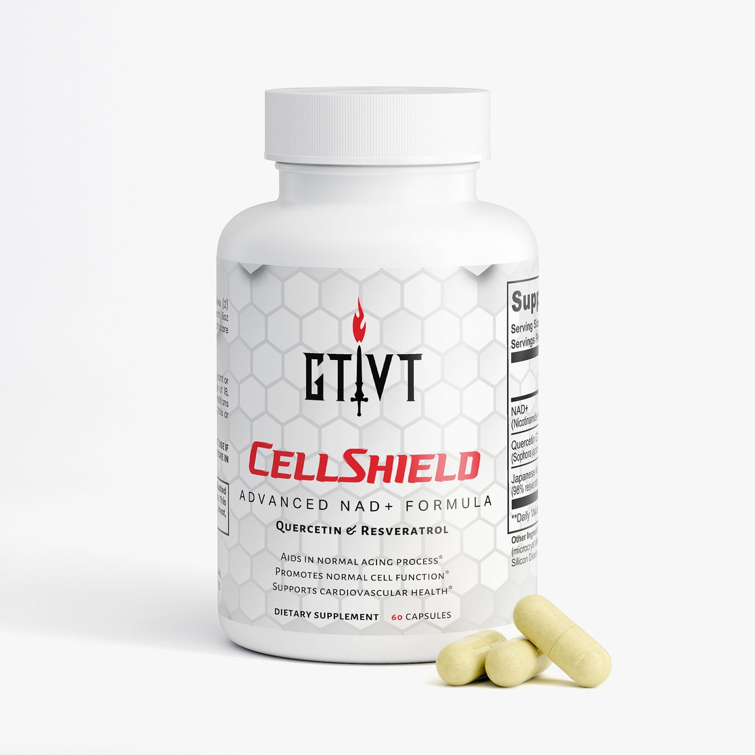 Boost cellular repair with CellShield NAD+. 500mg of NAD+ with Resveratrol & Quercetin for energy, metabolic health, and resilience.