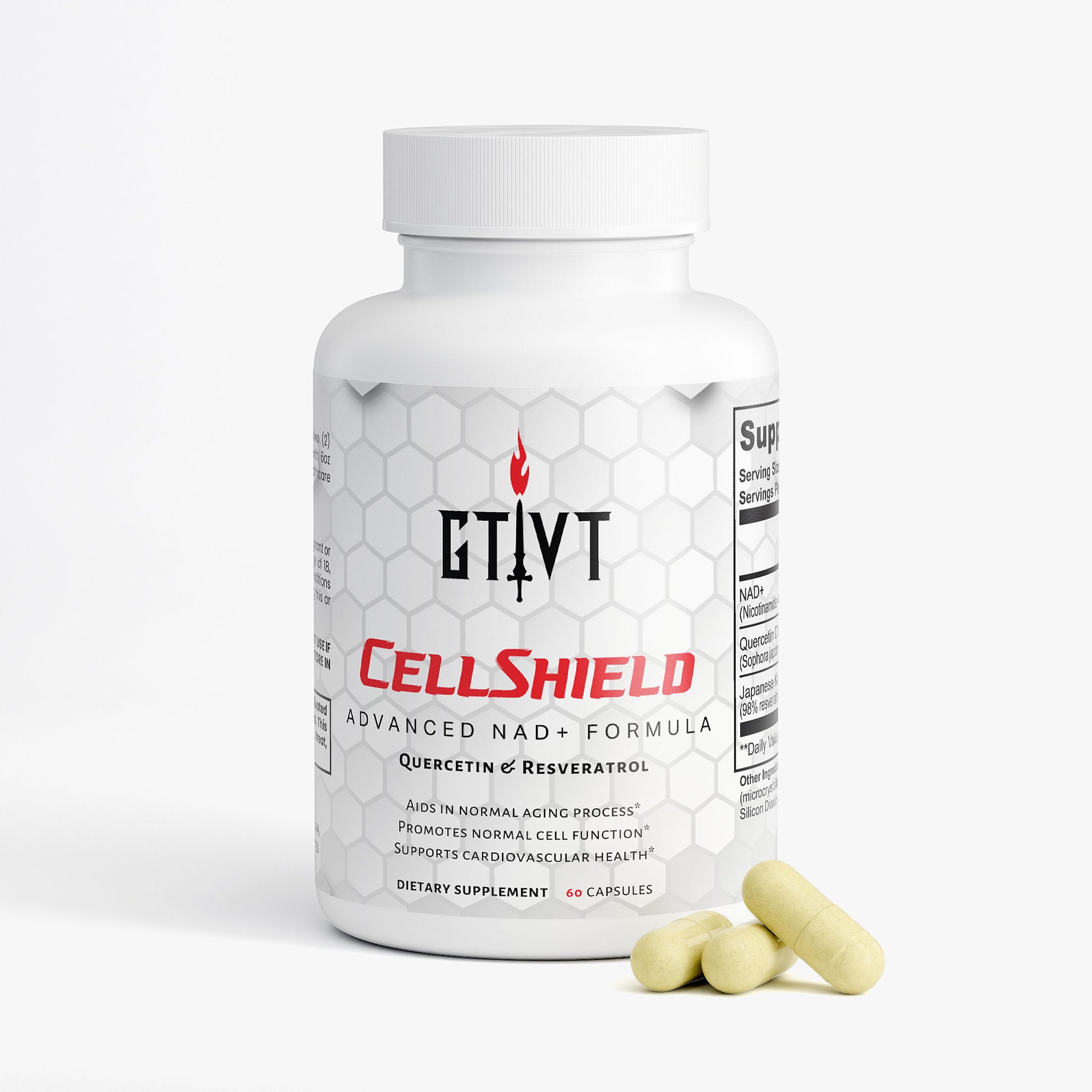 Boost cellular repair with CellShield NAD+. 500mg of NAD+ with Resveratrol & Quercetin for energy, metabolic health, and resilience.