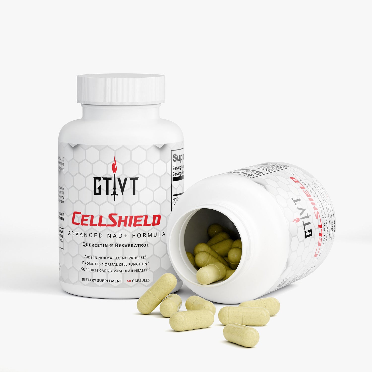 Boost cellular repair with CellShield NAD+. 500mg of NAD+ with Resveratrol & Quercetin for energy, metabolic health, and resilience
