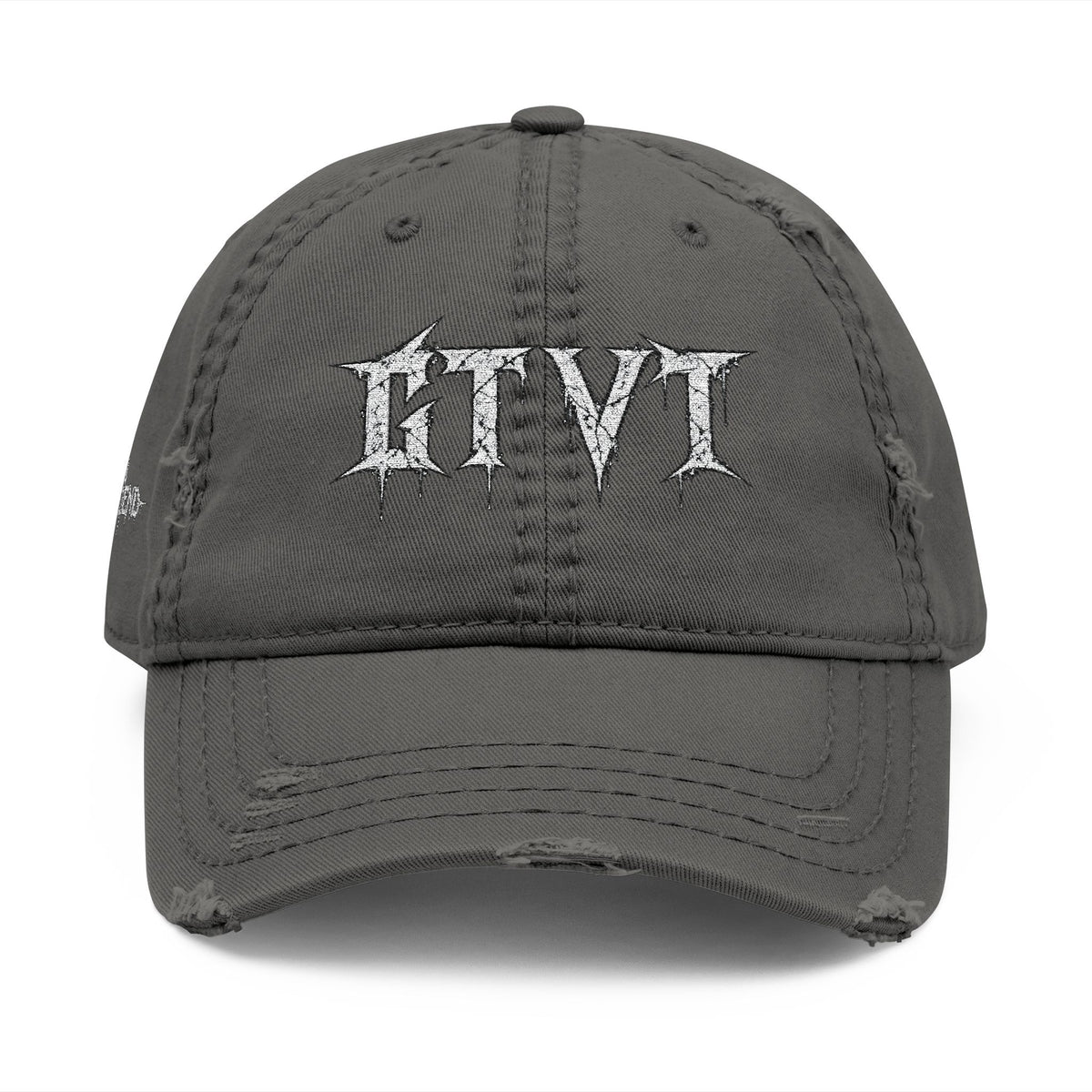 GTVT ASCEND SERIES distressed dad hat with vintage cotton twill finish and low-profile six-panel crown, front view