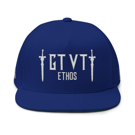 GTVT Ethos Flat Bill Snapback High Profile 5-Panel Hat with Bold Logo