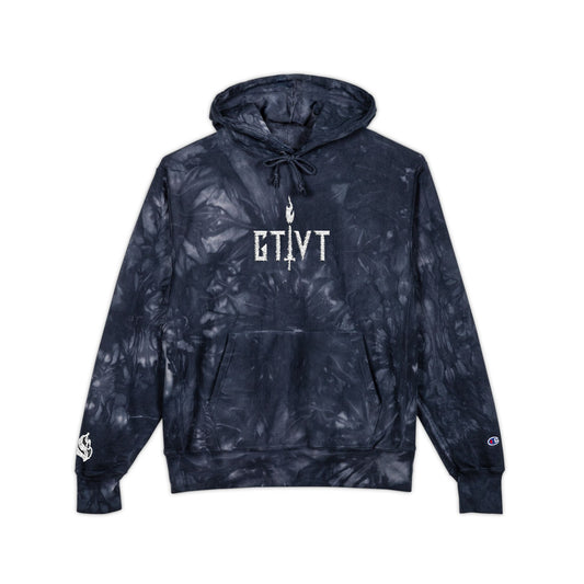 GTVT Heavy Signature Ethos Hoodie Unique Tie Dye Scrunch Pattern with Chest Logo