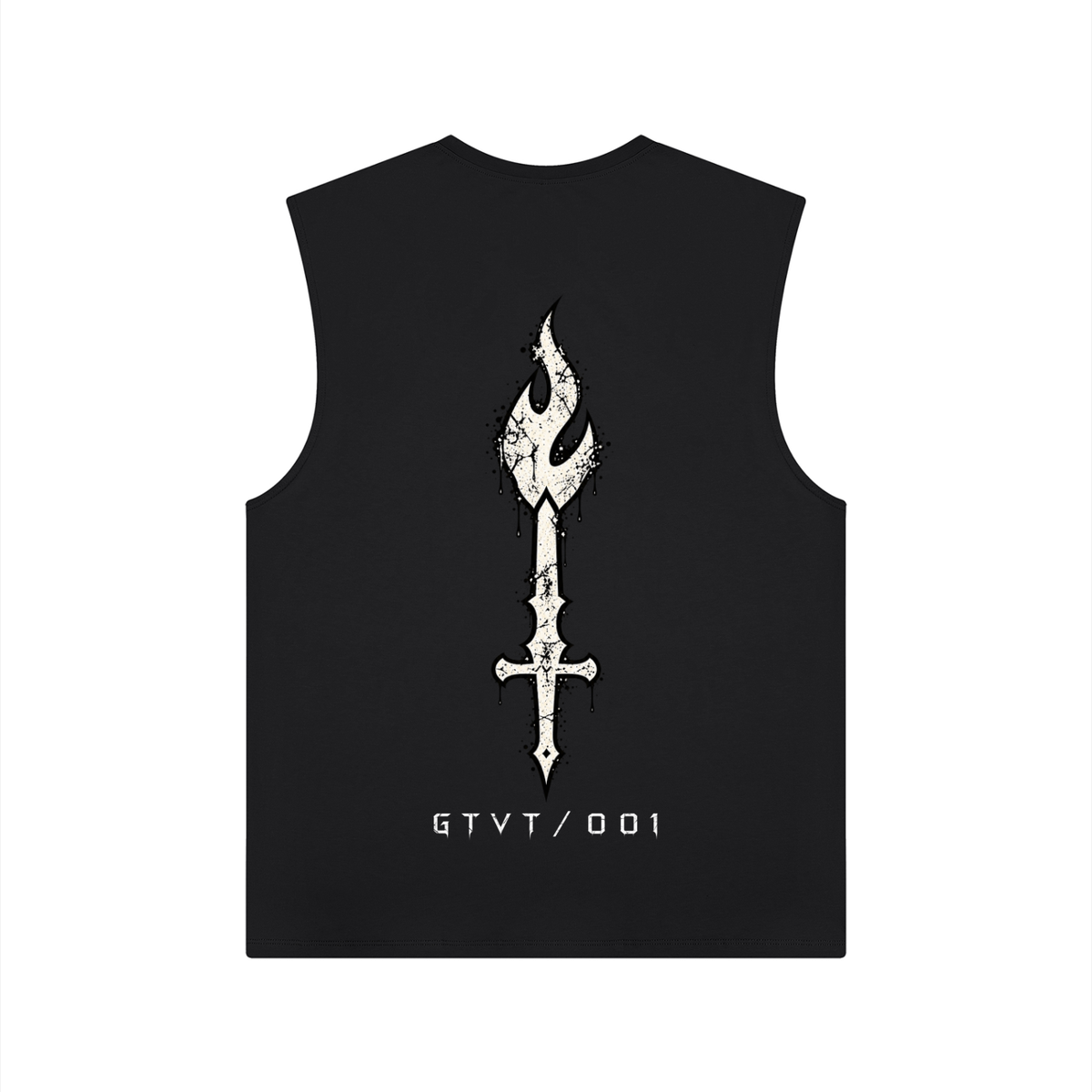 Back view of GTVT ASCEND SERIES men's performance tank top with relaxed fit and sleeveless construction