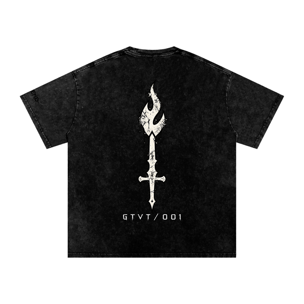 Back view of GTVT snow washed oversized 250 GSM cotton streetwear T-shirt from DROP 001