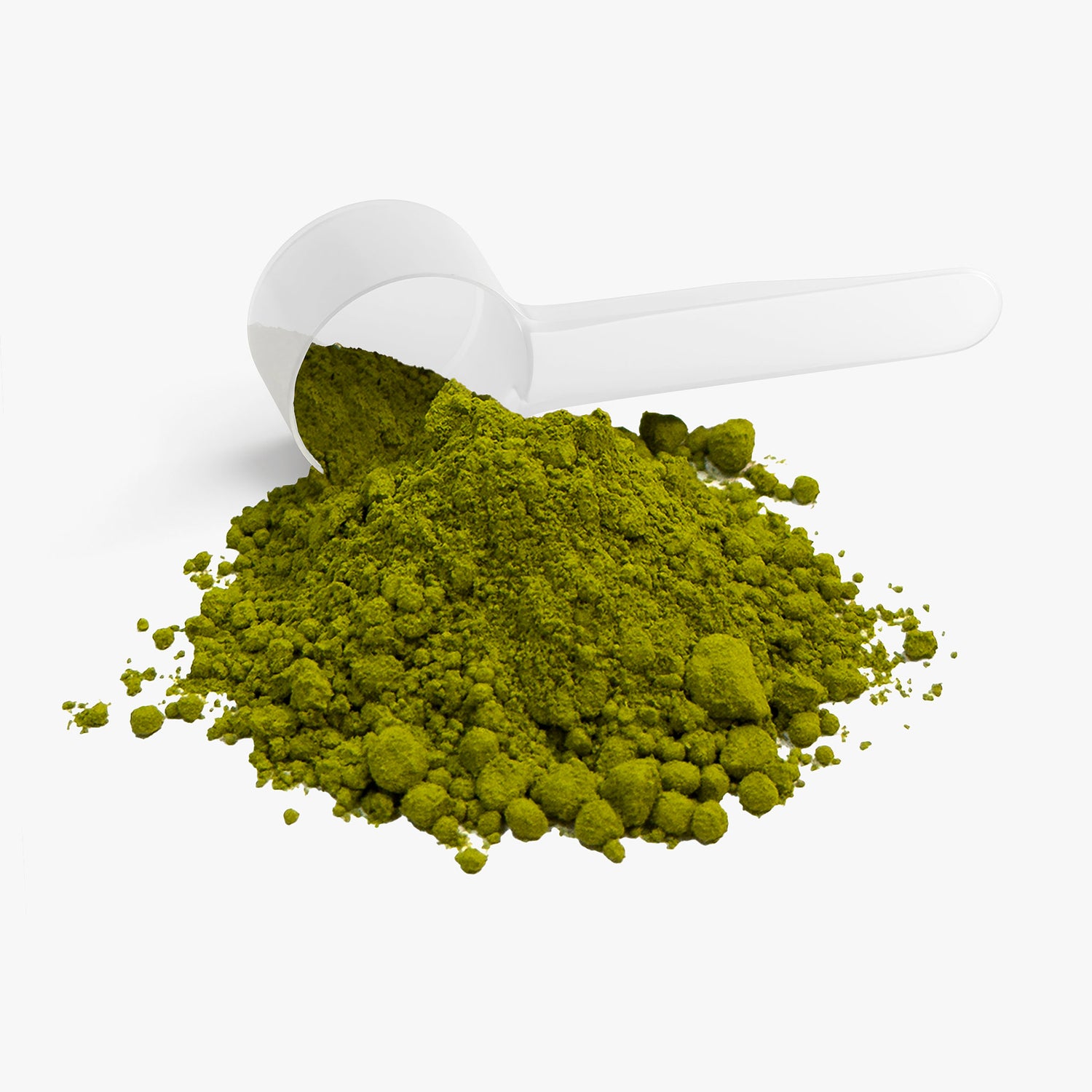 Close-up of stone-ground ZenStrike Matcha silky powder texture on a wooden spoon