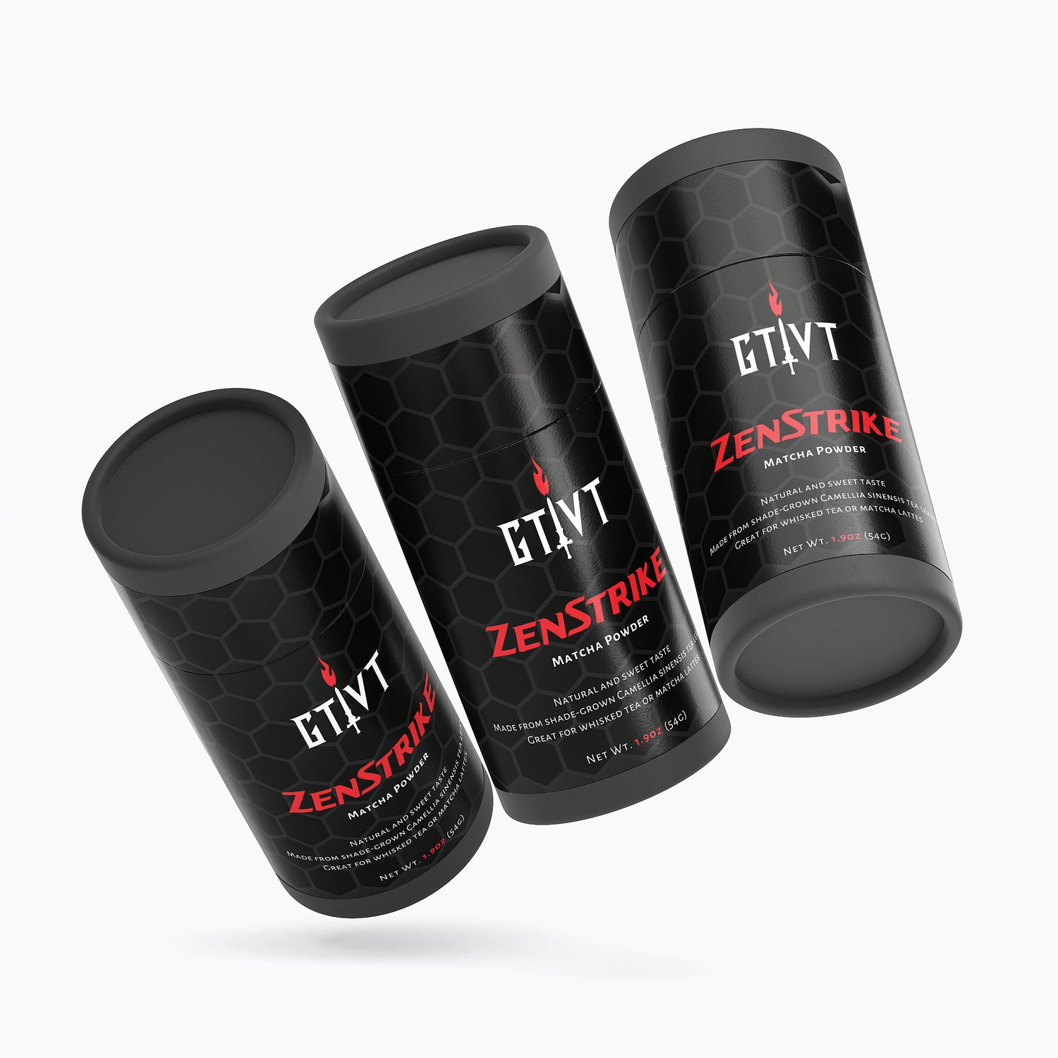 Ceremonial Matcha Powder in GTVT performance packaging - vibrant green fine milled tea.
