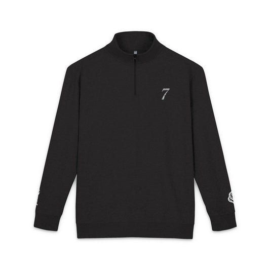 GTVT Structured Fleece Pullover in Black with Front Racing 7 Logo